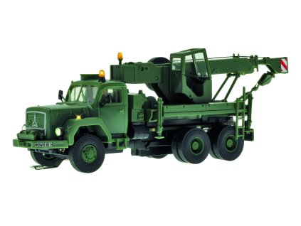 H0 - vyprošťovací jeřáb, 3-osý s majáky, vojenské provedení / Viessmann 8061