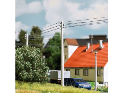 H0 - Betonové stožáry nadzemního vedení 12 ks / Busch 1751