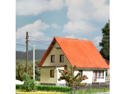 TT - Nadzemní elektrické vedení, 2 dřevěné sloupy / Busch 8953