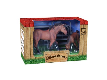 Sada koně 2 ks s ohradou hnědý / RAPPA 216082