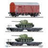 SLEVA! TT - NÁKLADNÍ SET 3 VOZŮ ČSD s tanky T34 +Zr / LSD Tillig 01628