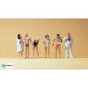 H0 - U bufetu v plavkách, 6 figurek / Preiser 10424