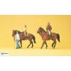 H0 - Koně s jezdci, 3 figurky a 2 koně / Preiser 10501