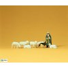H0 - Bača s ovcemi, 8 figurek / Preiser 14160