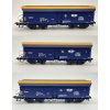 H0 - Set 3 samovýsypných vozů řady Fals, modro-žlutý, PKP Cargo / Rivarossi 6589