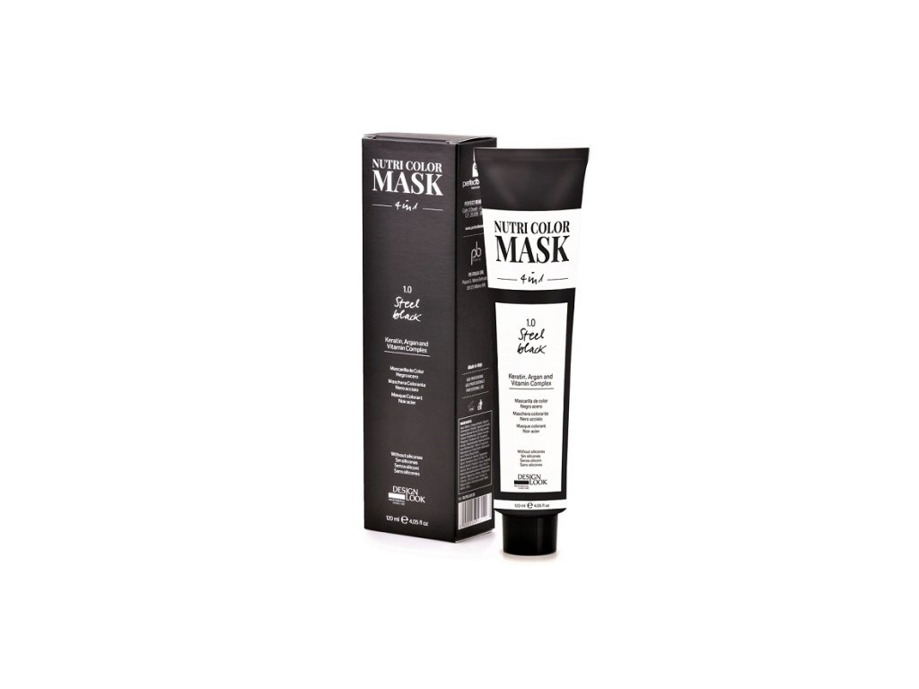 Design Look - Nutri Color mask - 1.0 - Steel Black (Oceľová čierna) 120 ml  Farebná maska ​​4v1