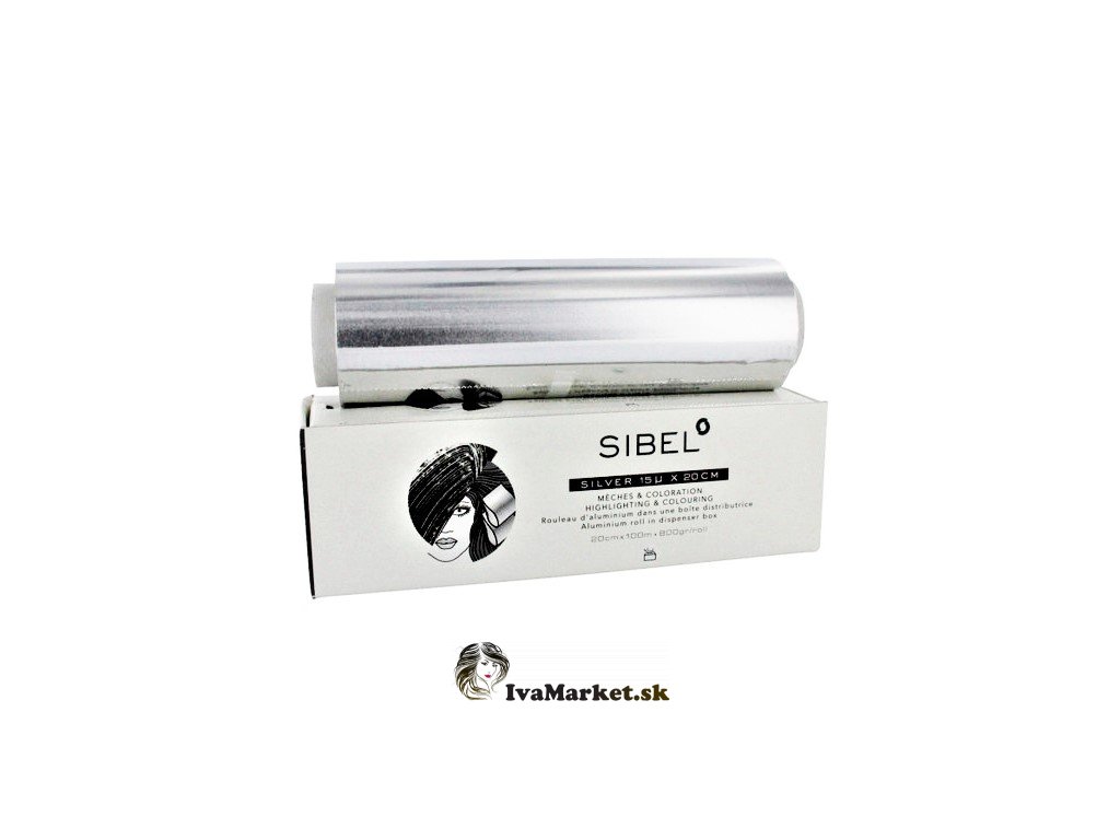 Sibel-Profesionálny kadernícky alobal - 100 m x 20cm 15 micro - stieborný v balení s rezačkou