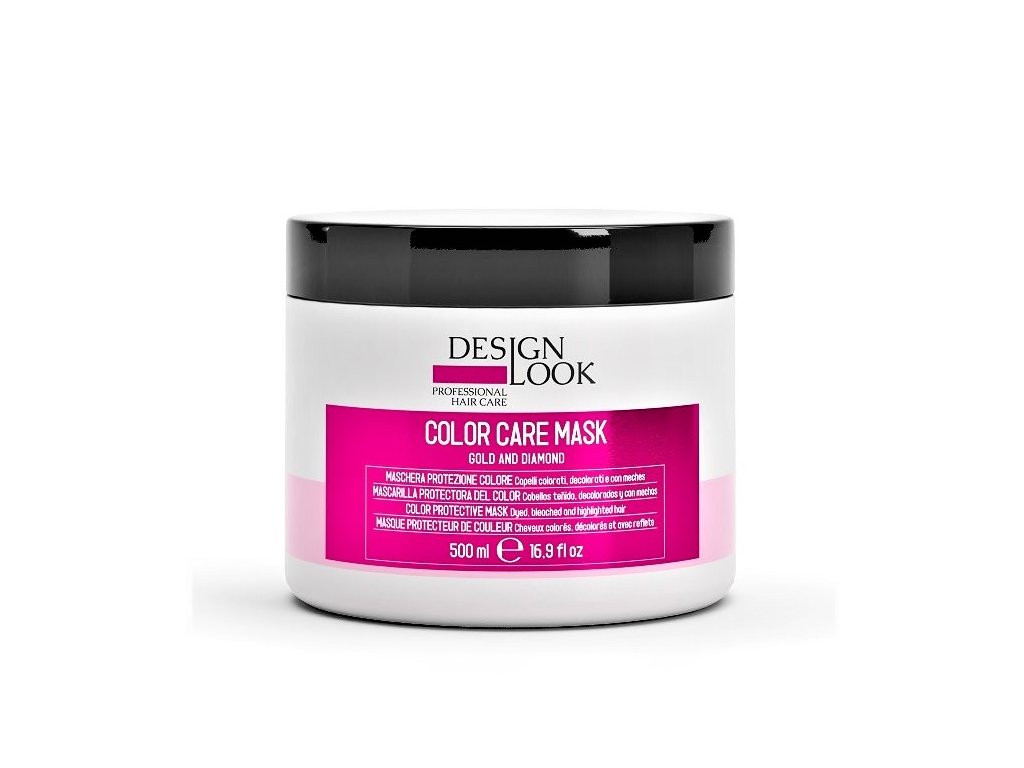 Design Look Color Care maska 500 ml  Ochranná maska ​​obohatená o zlato a diamant pre farbené alebo melírované vlasy.
