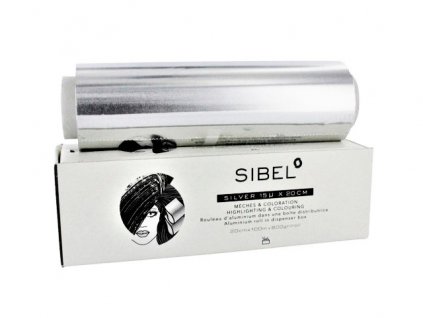 Sibel-Profesionálny kadernícky alobal - 100 m x 20cm 15 micro - stieborný v balení s rezačkou