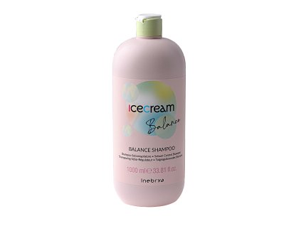 „Inebrya Ice Cream Balance Shampoo – profesionálny šampón na mastné vlasy s brezovým výťažkom, olivovým a mokraďovým olejom, 1000 ml