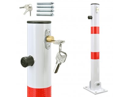 Sklopný parkovací sloupek bílý na zámek 60 cm SN1821