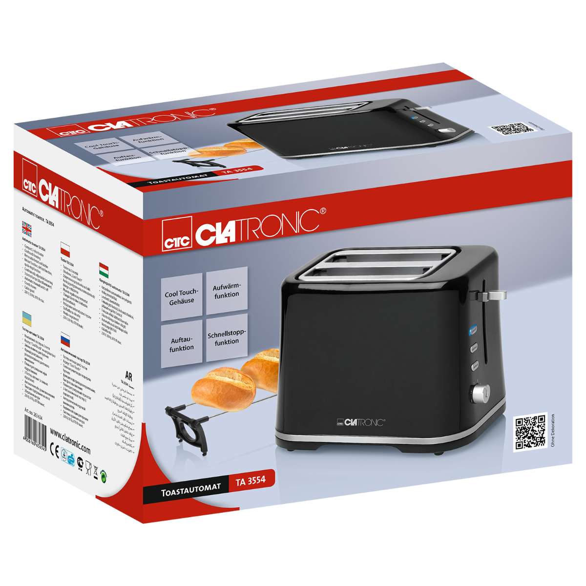 Topinkovač toaster Clatronic TA 3554 černý ivatofi.cz