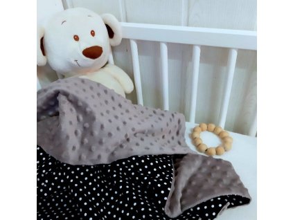 detska deka kocarek minky bavlna cerna capuccino