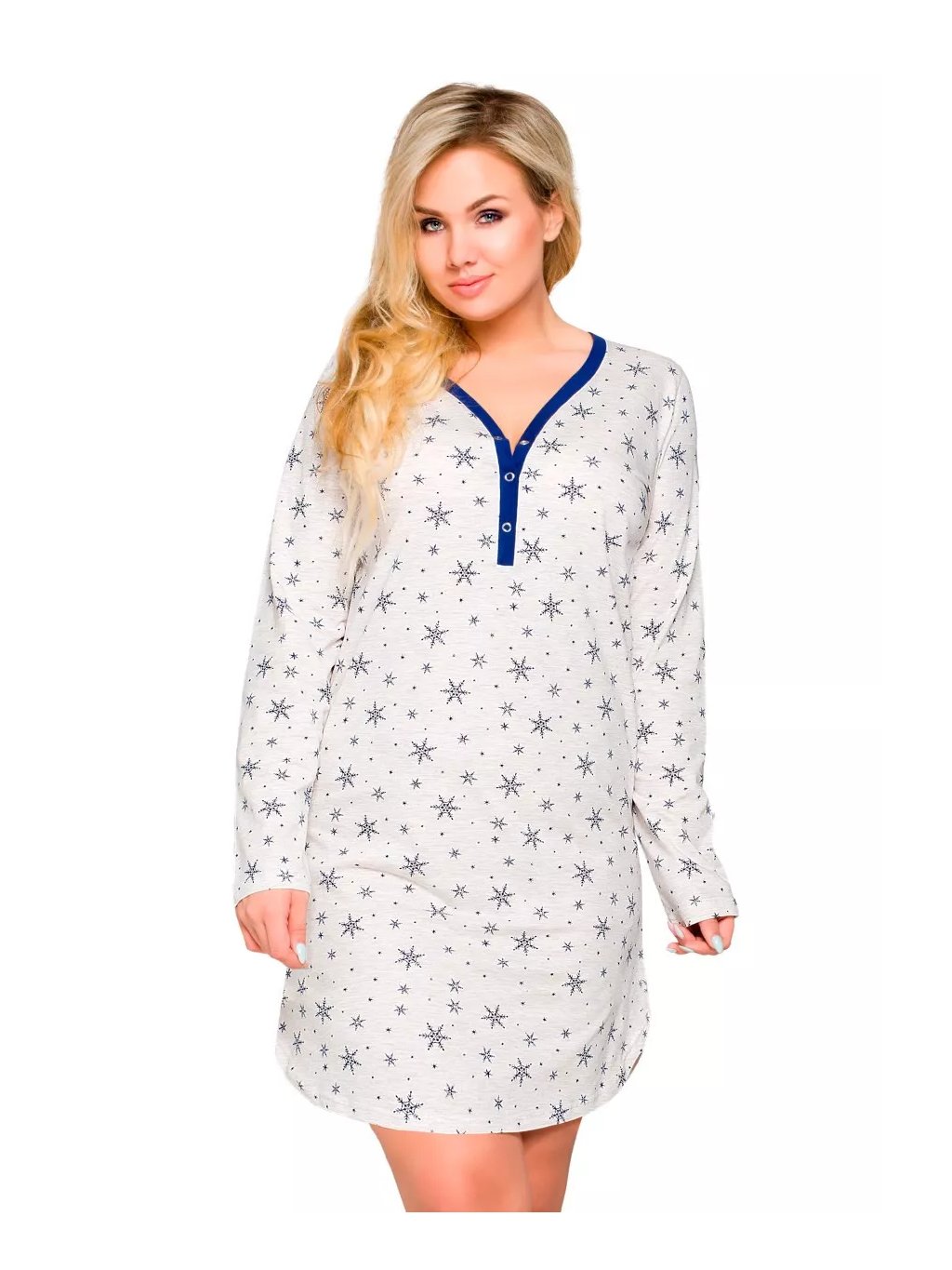 Dámská košile Tamara nadměrné velikosti se vzorem vloček Taro (Barva/Velikost <img KodProduktu="04212771H">šampaň / 3XL)