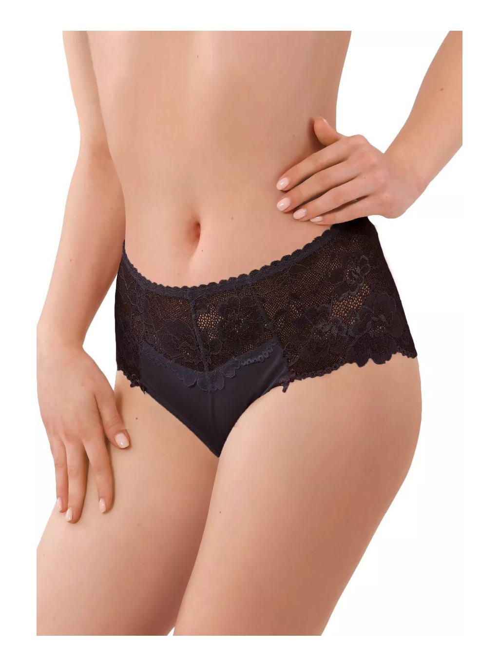 Dámské kalhotky klasického střihu s krajkou No.003 EWANA (Barva/Velikost <img KodProduktu="20003H">černá / L/XL)