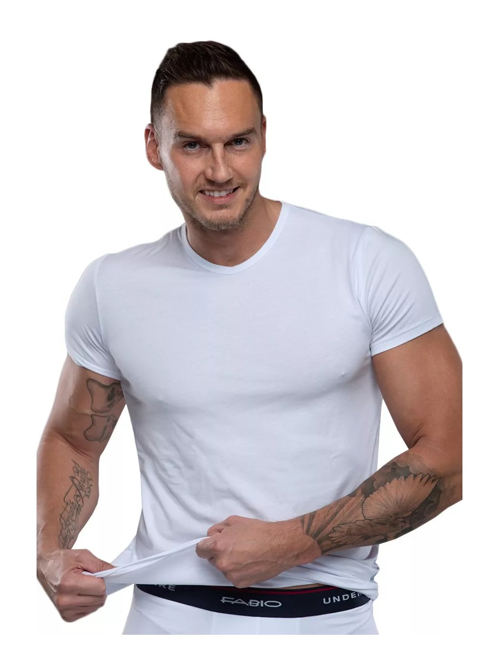 Pánské jednobarevné modalové tričko s krátkým rukávem 01/9-82/2 Fabio (Barva/Velikost <img KodProduktu="2101982002H">bílá / XXL/3XL)