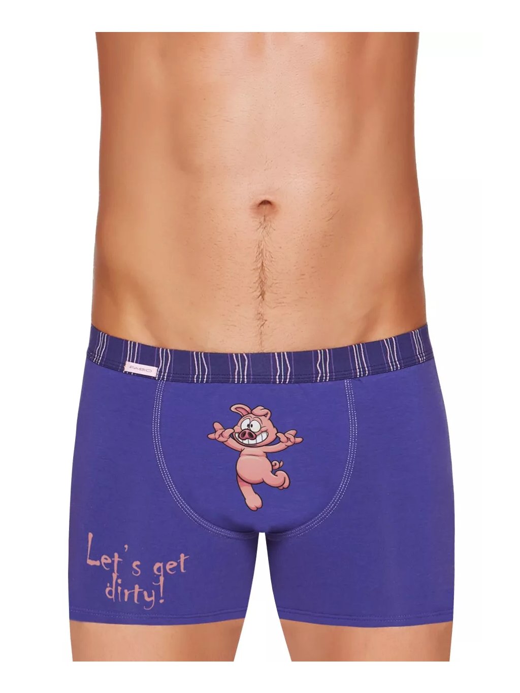 Pánské jednobarevné boxerky s obrázkem prasátka Fabio (Barva/Velikost <img KodProduktu="2117119216H">modrá / XL/XXL)