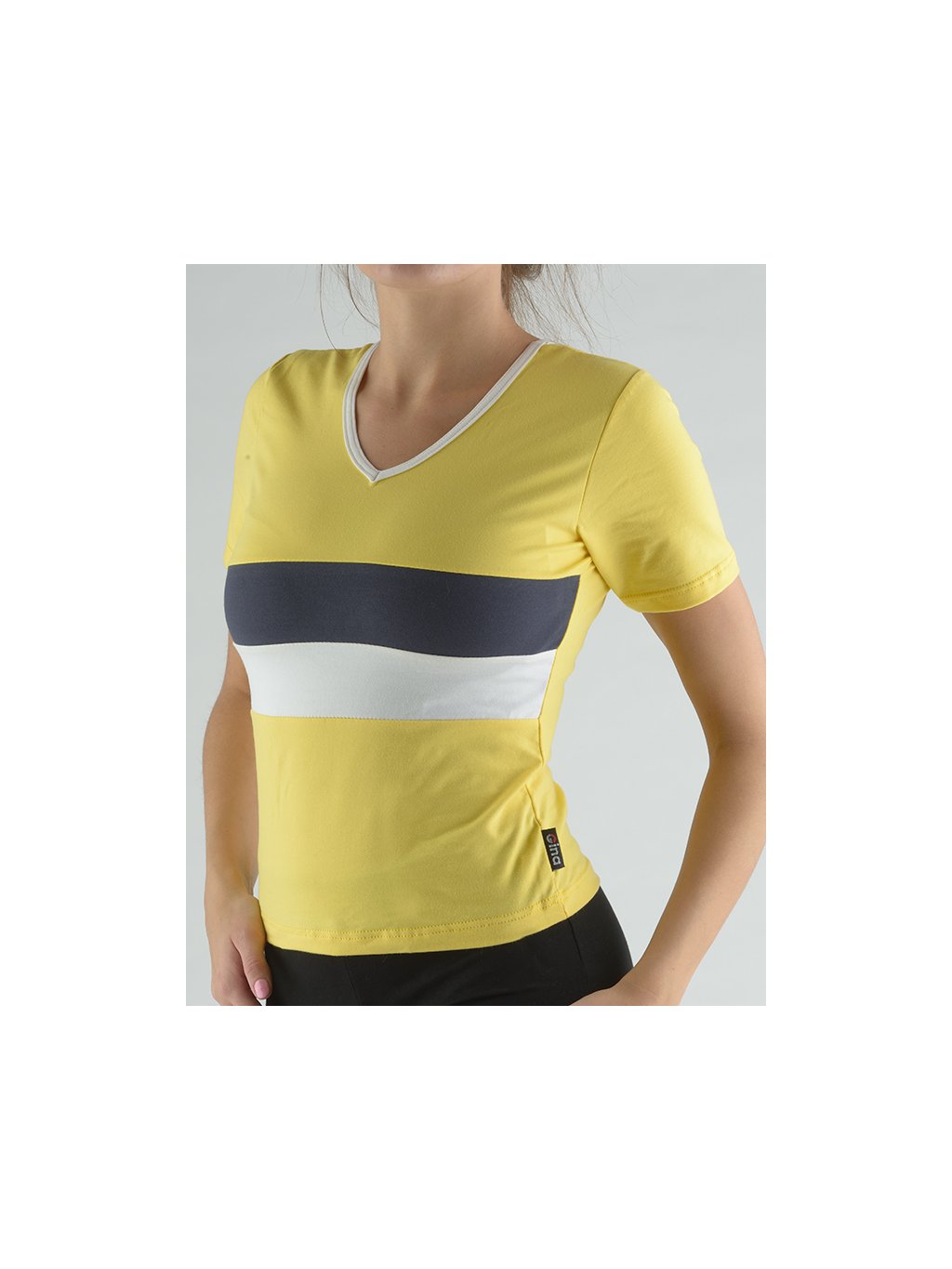 Tričko pruhované 98009P (Barva/Velikost <img KodProduktu="98009P">tm. šedá, třešňová / M)