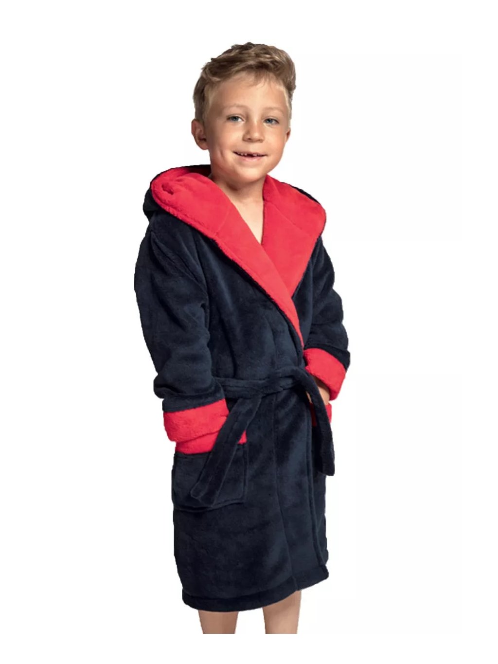 Chlapecký župan soft Delfino blue/red ENVIE (Barva/Velikost <img KodProduktu="1930100154H">granát (modrá) / 110/116)