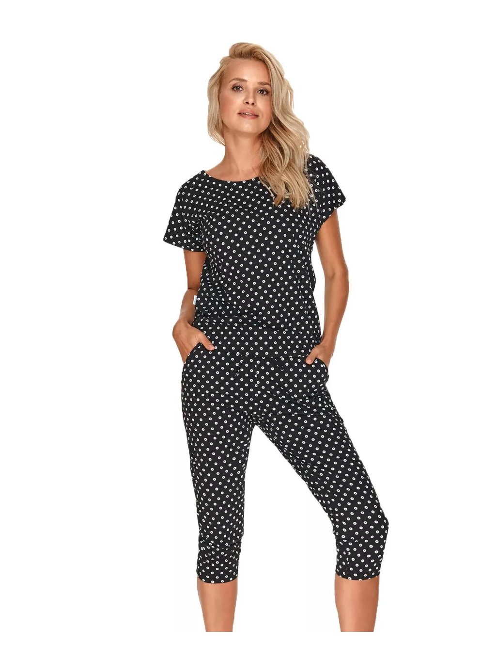 Dámské pyžamo Natasha se vzorem puntíku Taro (Barva/Velikost <img KodProduktu="04266822H">černá / XL)