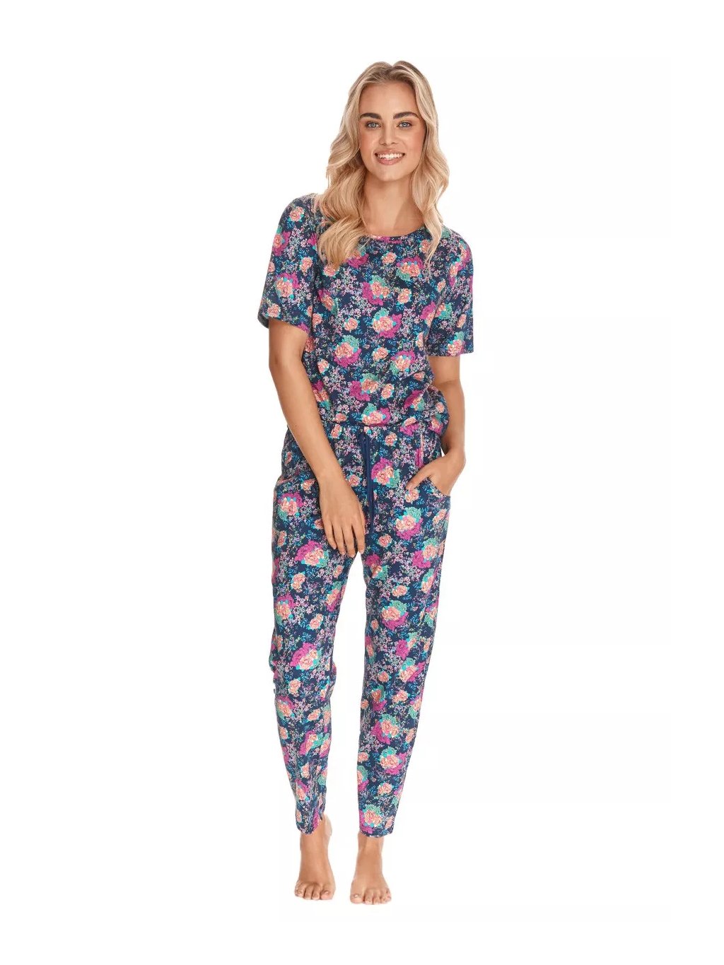 Dámské vzorované pyžamo Nolita 2775/22 Taro (Barva/Velikost <img KodProduktu="04277522H">granát (modrá) / S)