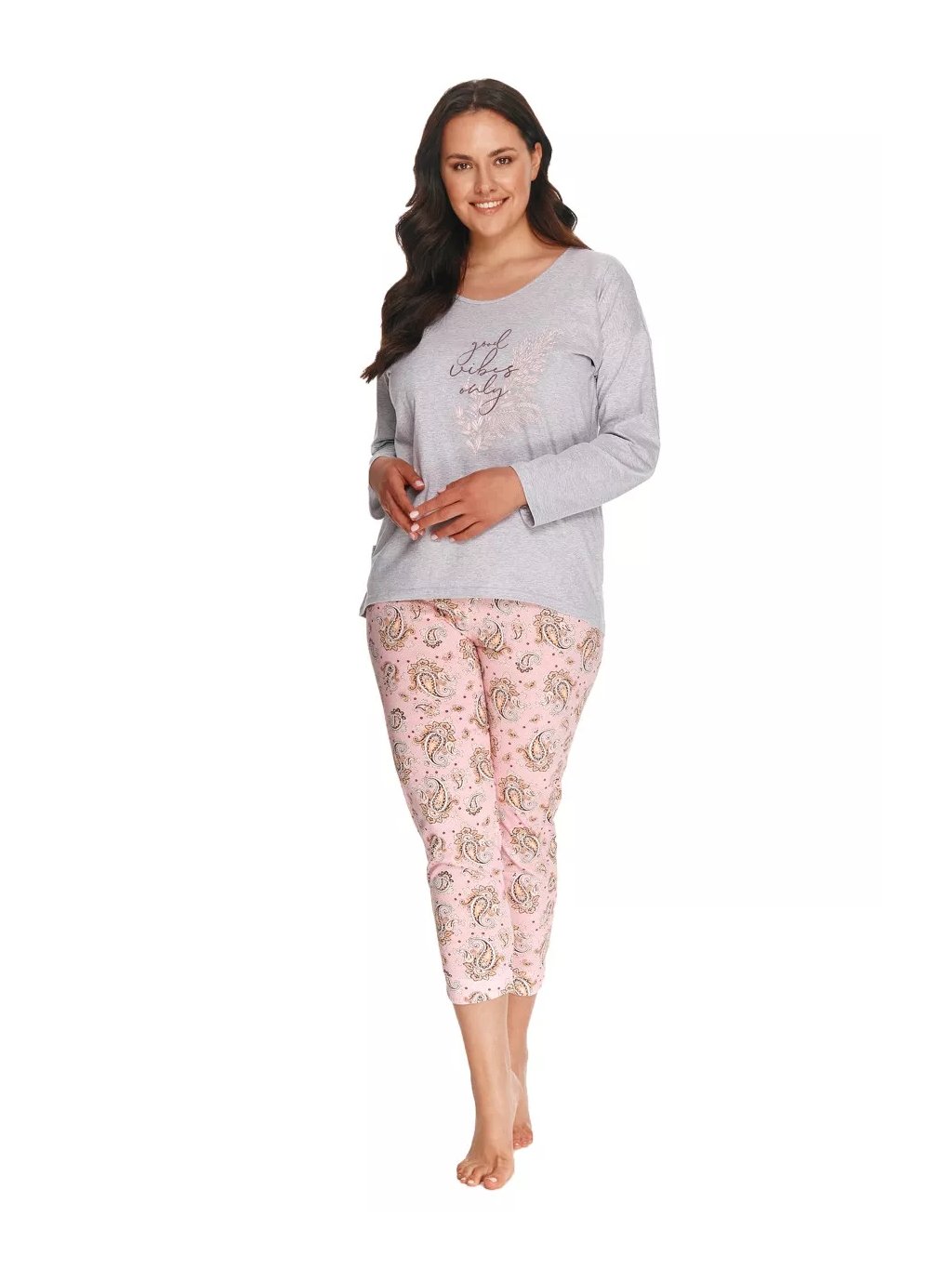 Dámské pyžamo nadměrné velikosti Giorgia 2802/2803/22 Taro (Barva/Velikost <img KodProduktu="04280222H">světlý melír / XXL)