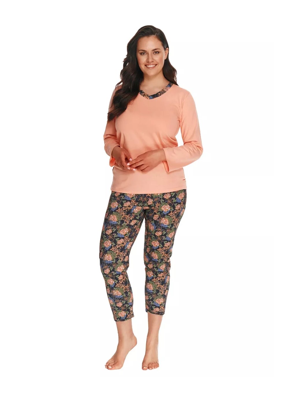 Dámské pyžamo nadměrné velikosti Luna 2809/21 Taro (Barva/Velikost <img KodProduktu="04280921H">meruňka / XXL)
