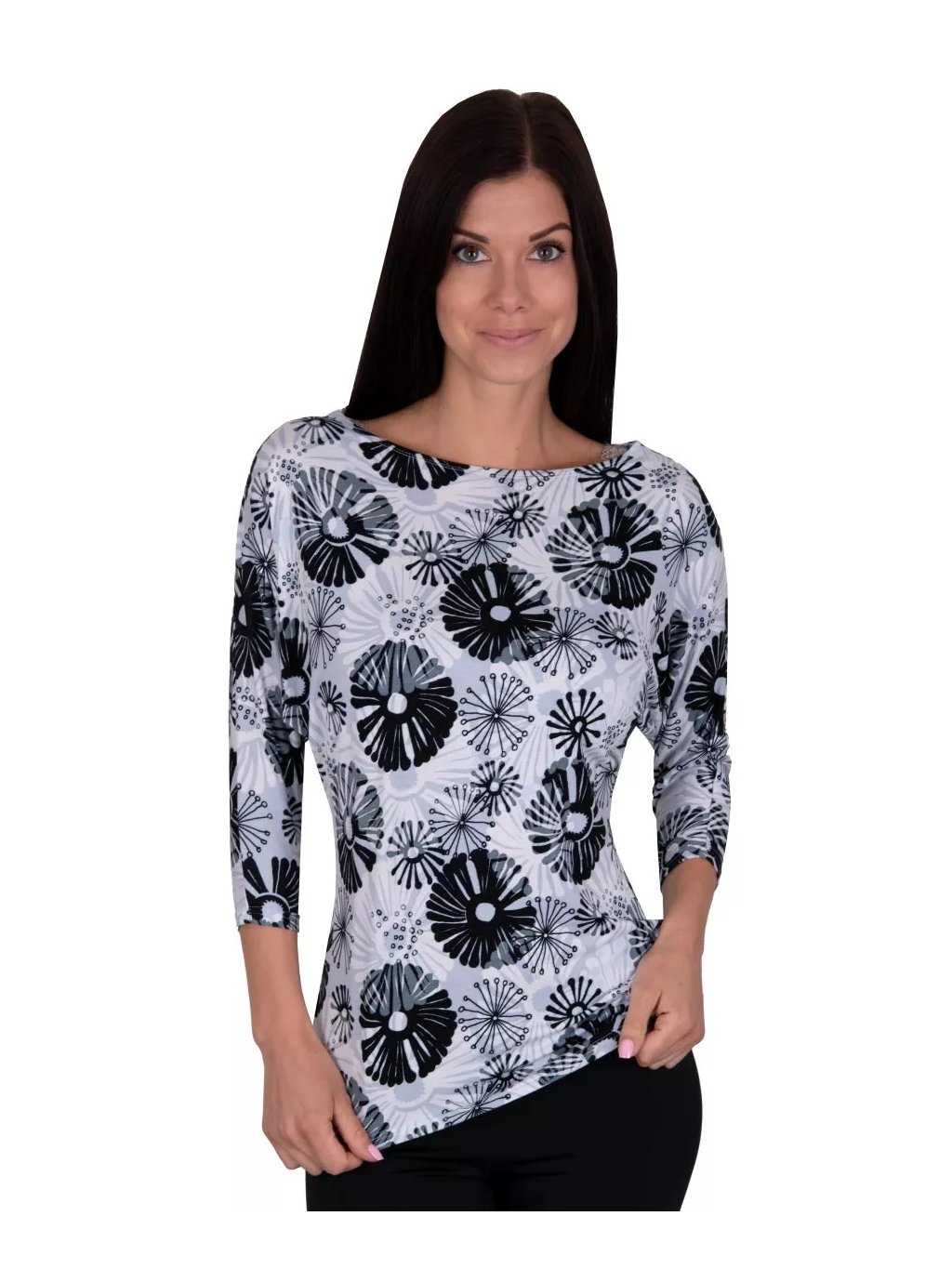 Dámská vzorovaná halenka Momo HTX010 Babell (Barva/Velikost <img KodProduktu="350010htxH">šedá světlá / XS/S)