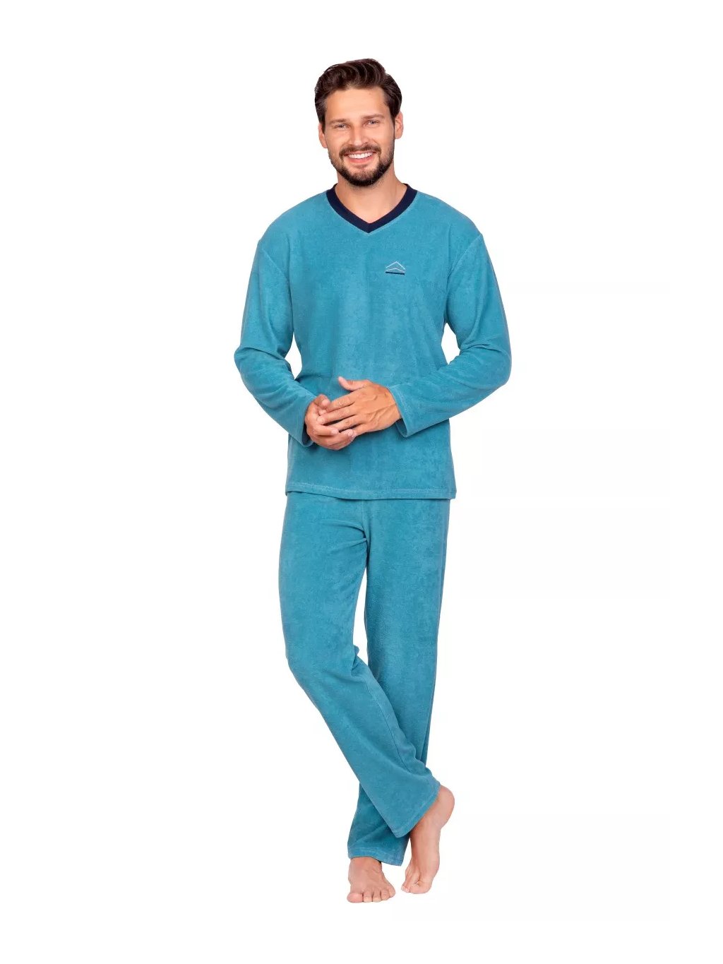 Pánské froté pyžamo REGINA 592/23 - Pohodlí a styl (Barva/Velikost <img KodProduktu="3859223H">tyrkys / M)