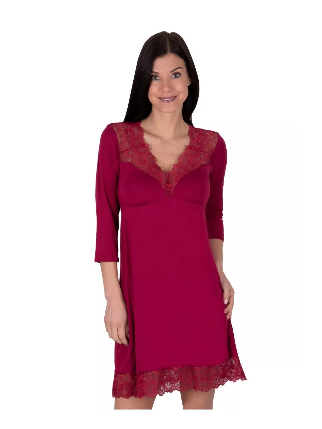 Dámská noční košile Anna bordo Babella (Barva/Velikost <img KodProduktu="350043htx35H">bordo (vínová) / S)