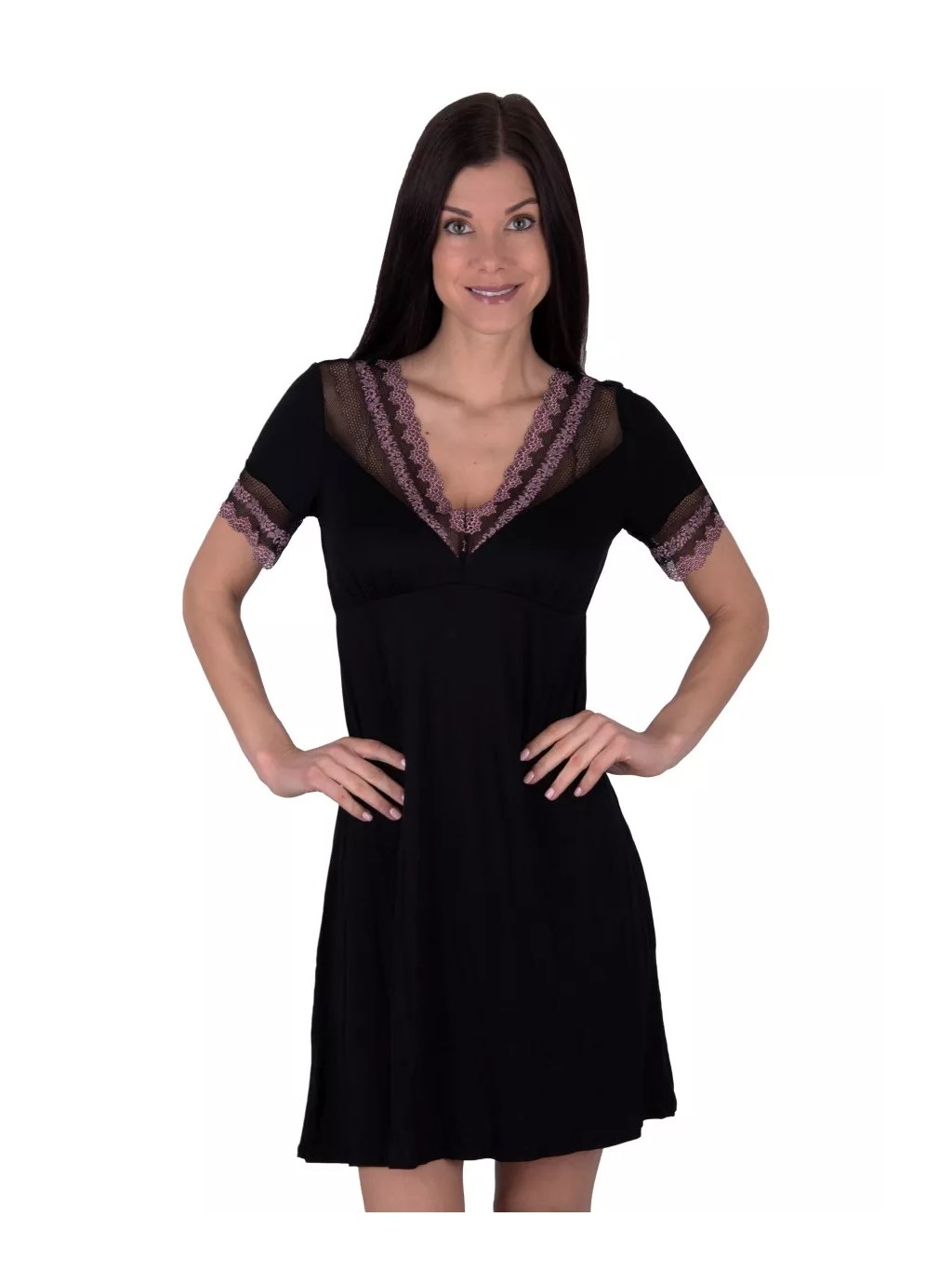 Dámská noční košile Agata černá Babella (Barva/Velikost <img KodProduktu="350044htx90H">černá / 3XL)