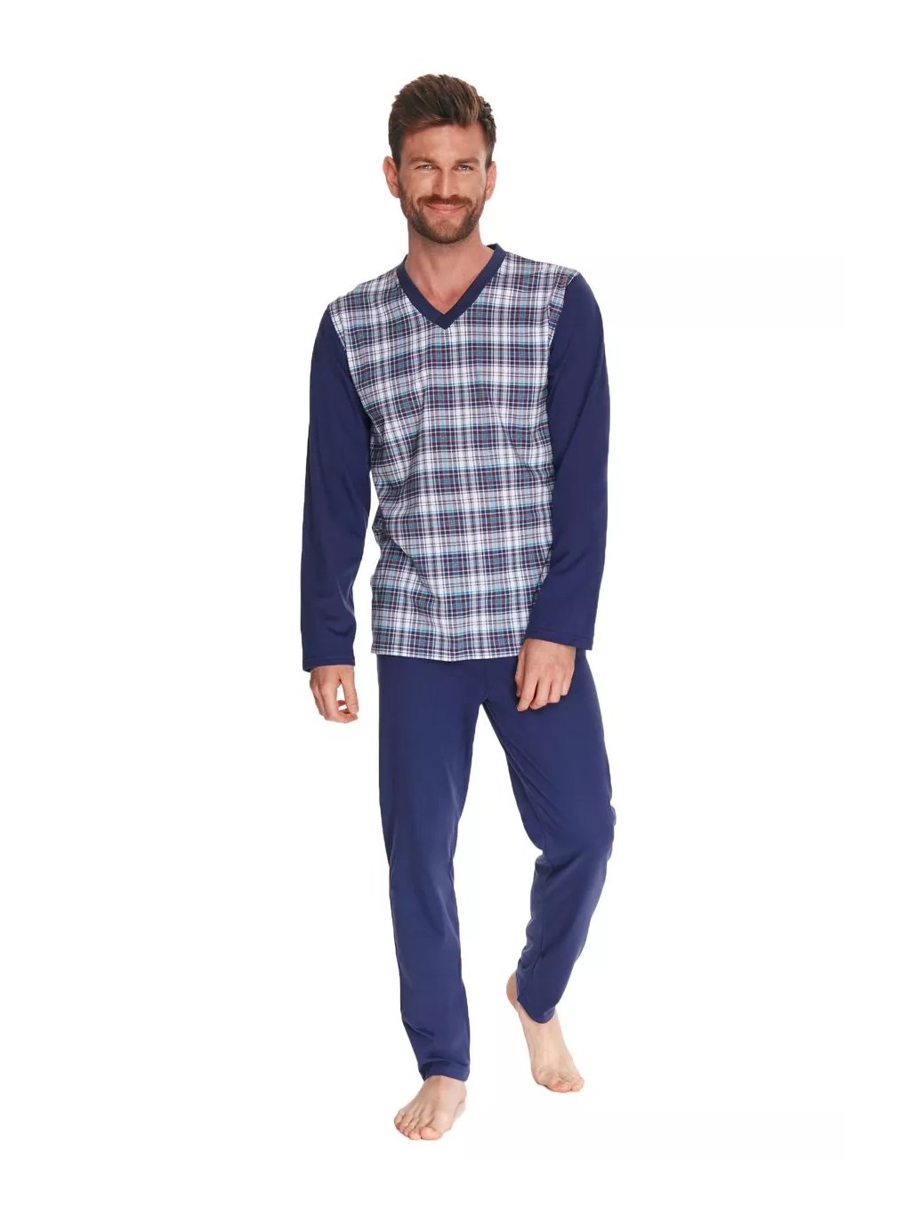 Pánské vzorované pyžamo Victor 2633/2634/21 Taro (Barva/Velikost <img KodProduktu="04263221H">granát (modrá) / XXL)