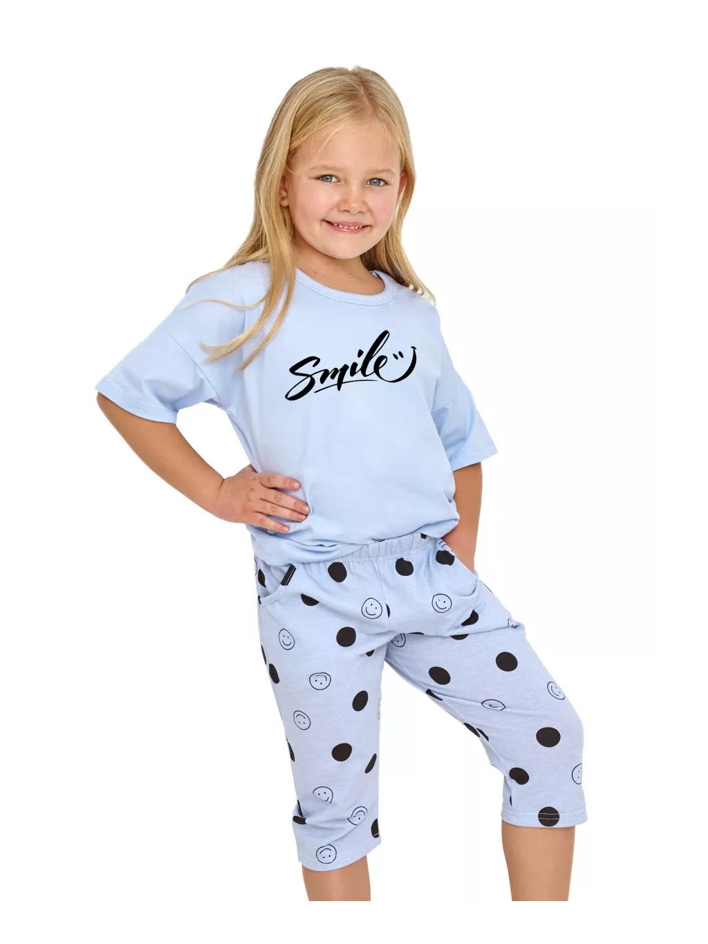 Dívčí pyžamo s nápisem Chloe 2903/2904/31 Taro (Barva/Velikost <img KodProduktu="04290331H">modrá světlá / 104)