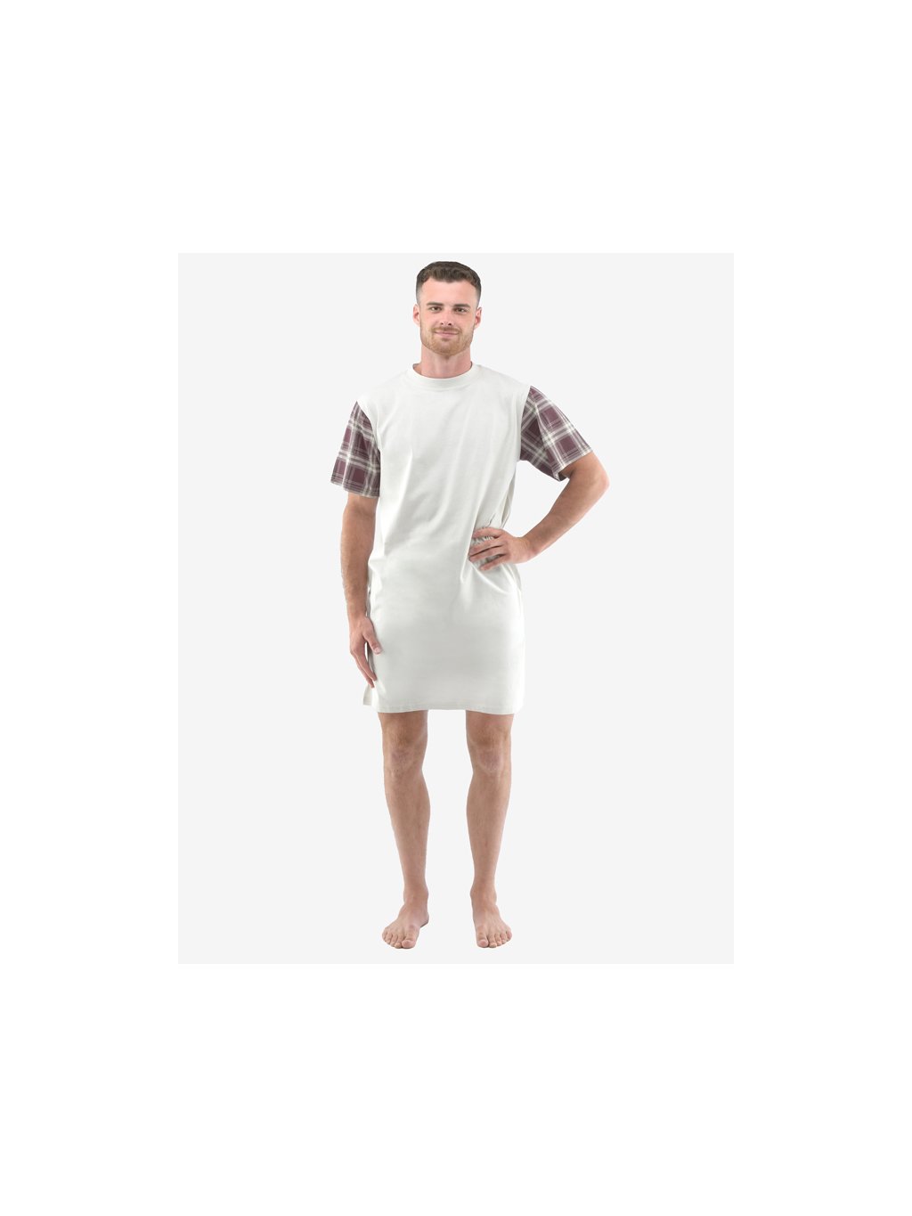 Výhodné balení 5 kusů - Košile noční pánská krátký rukáv 79146P (Barva/Velikost <img KodProduktu="79146P">sv. šedá, hypermangan / L)