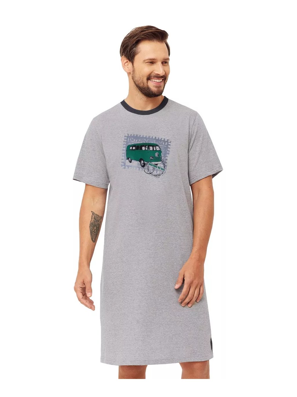 Pánská noční košile s obrázkem Victor 1331/31 Hotberg (Barva/Velikost <img KodProduktu="40133131H">světlý melír / 4XL)