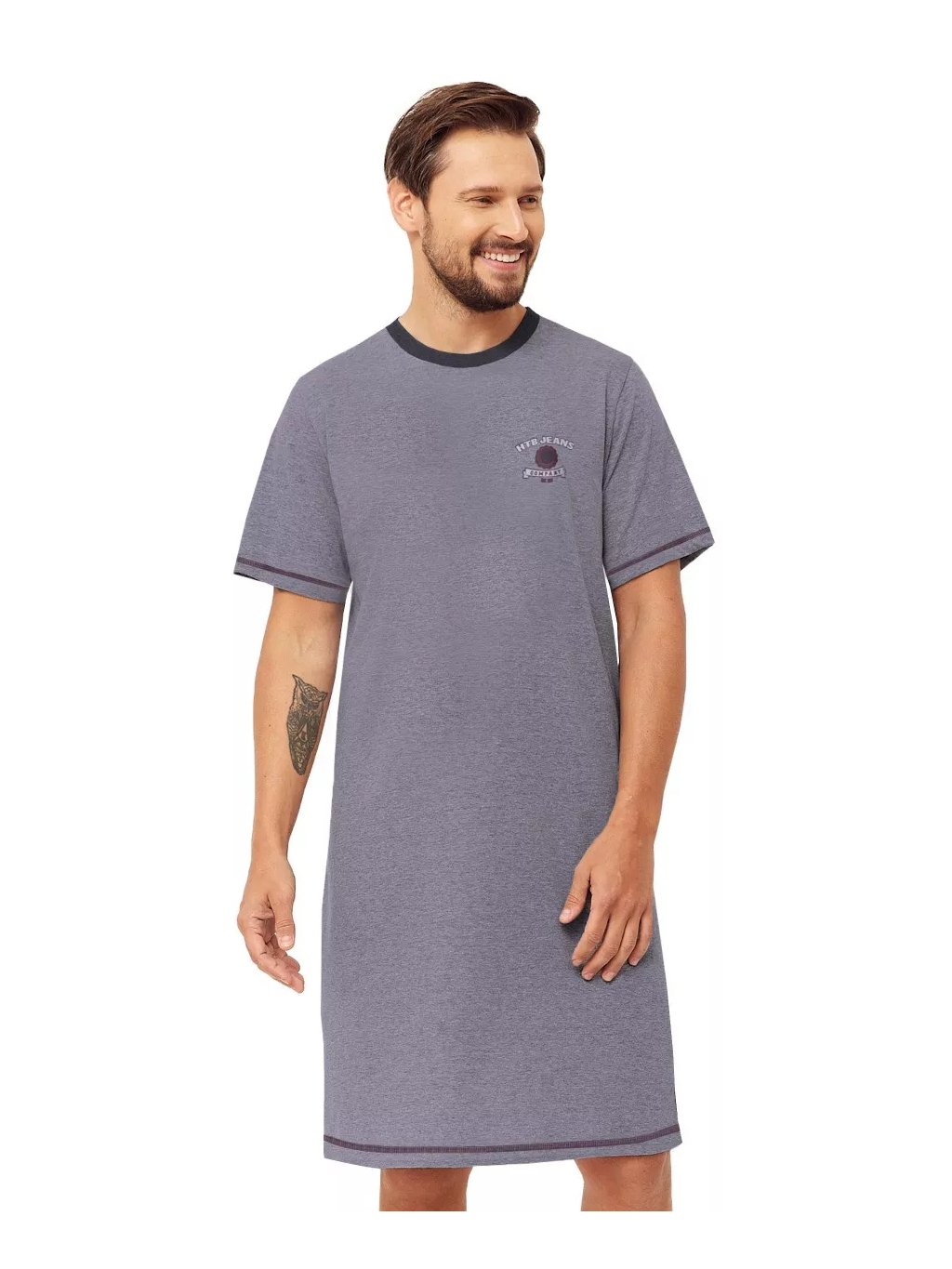 Pánská noční košile s obrázkem Stephen 1332/32 Hotberg (Barva/Velikost <img KodProduktu="40133232H">šedá / M)