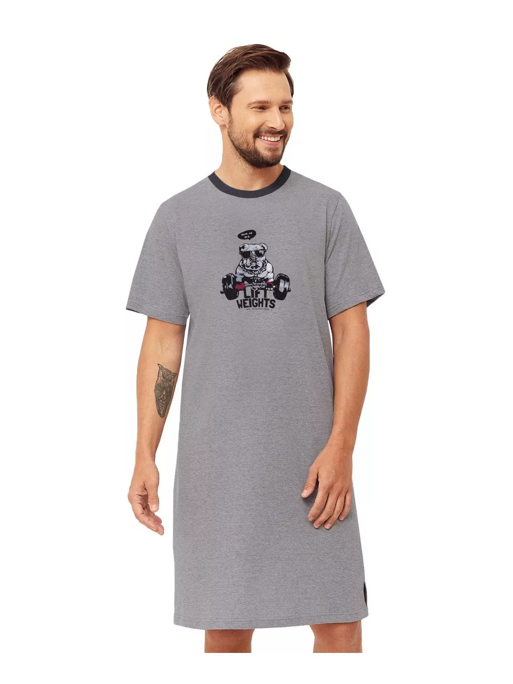 Pánská noční košile Peter 1334/32 HOTBERG (Barva/Velikost <img KodProduktu="40133432H">šedá melír / 4XL)