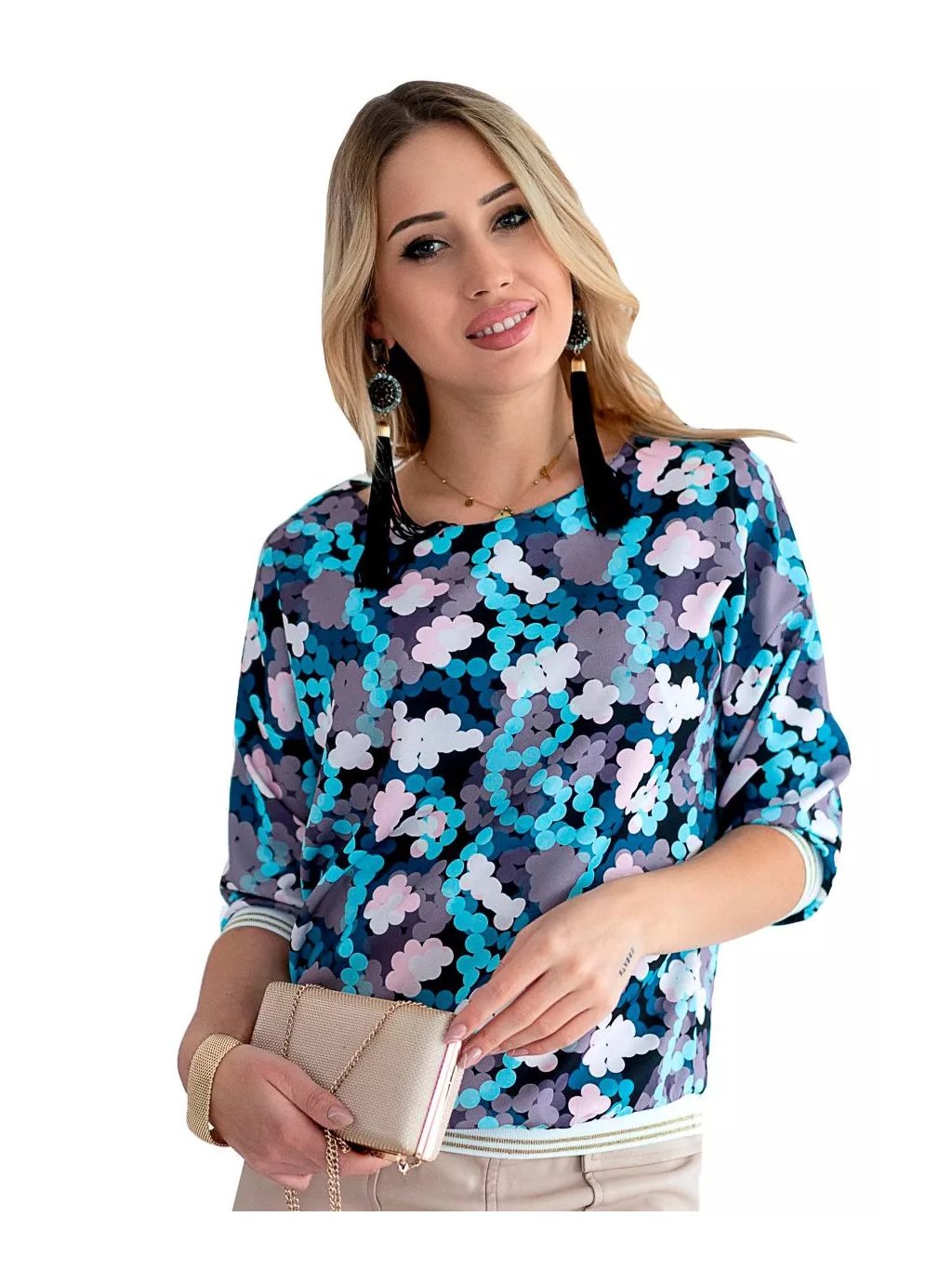 Dámská vzorovaná halenka 1165_39 Hajdan (Barva/Velikost <img KodProduktu="11116539H">černá / XL/XXL)