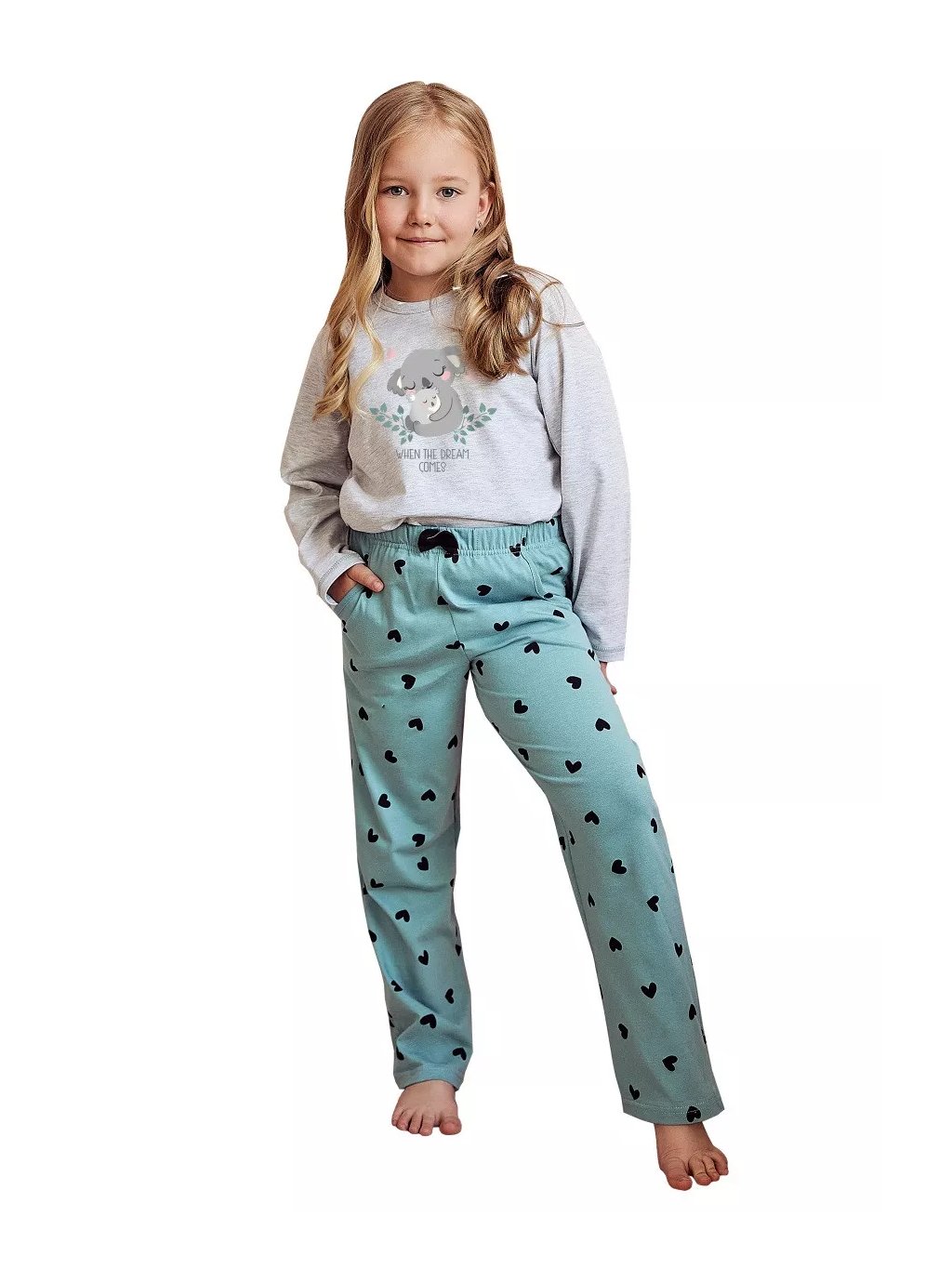 Dívčí pyžamo s obrázkem Nina 3035/3036 Taro (Barva/Velikost <img KodProduktu="043035H">světlý melír / 92)