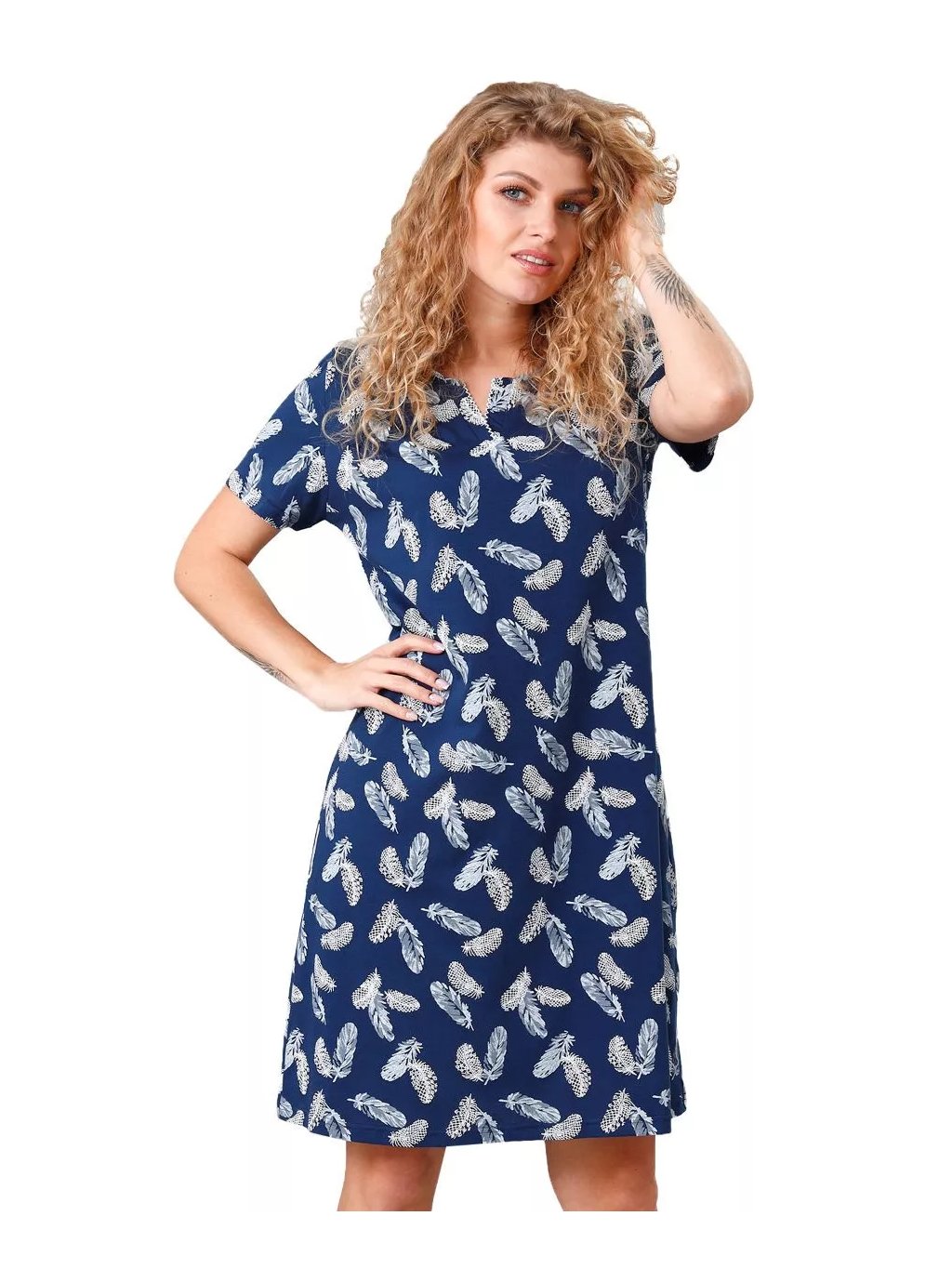 Dámská vzorovaná noční košile Laurel Leveza (Barva/Velikost <img KodProduktu="411175H">granát (modrá) / XXL)