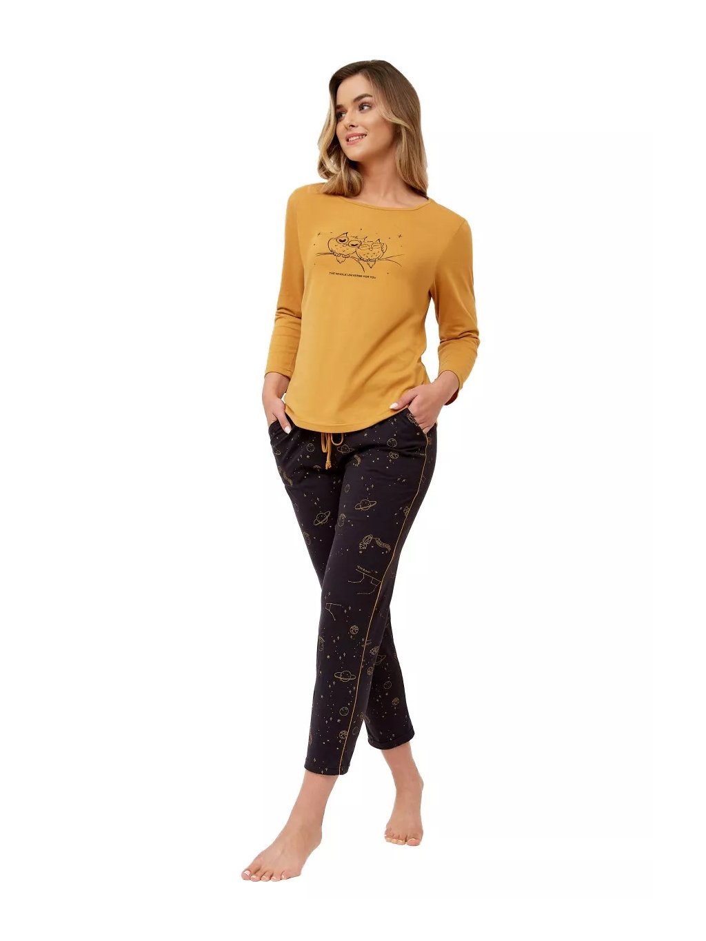 Dámské pyžamo s obrázkem Novia 1256 LEVEZA (Barva/Velikost <img KodProduktu="411256H">okrová / XXL)