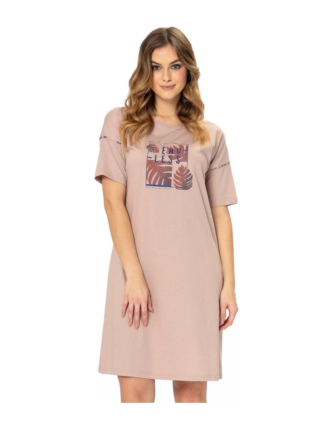 Dámská noční košile s obrázkem Sophie 1291 LEVEZA (Barva/Velikost <img KodProduktu="411291H">béžová tmavá / XXL)