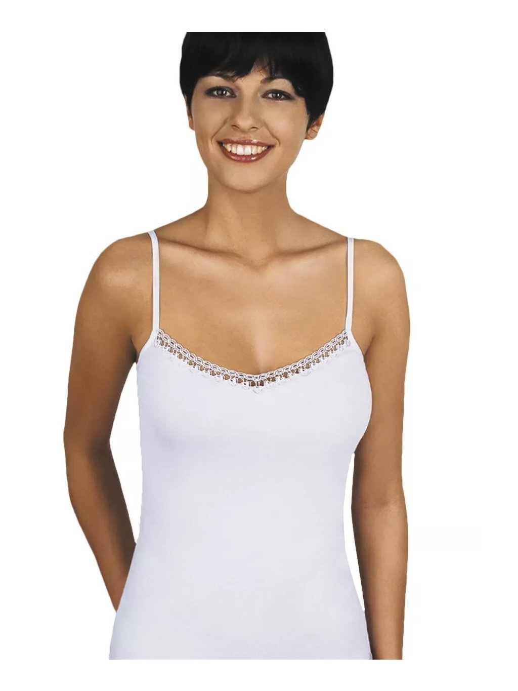 Dámská košilka na úzká ramínka s krajkou Blanca Emili (Barva/Velikost <img KodProduktu="05140011H">bílá / XS/S)