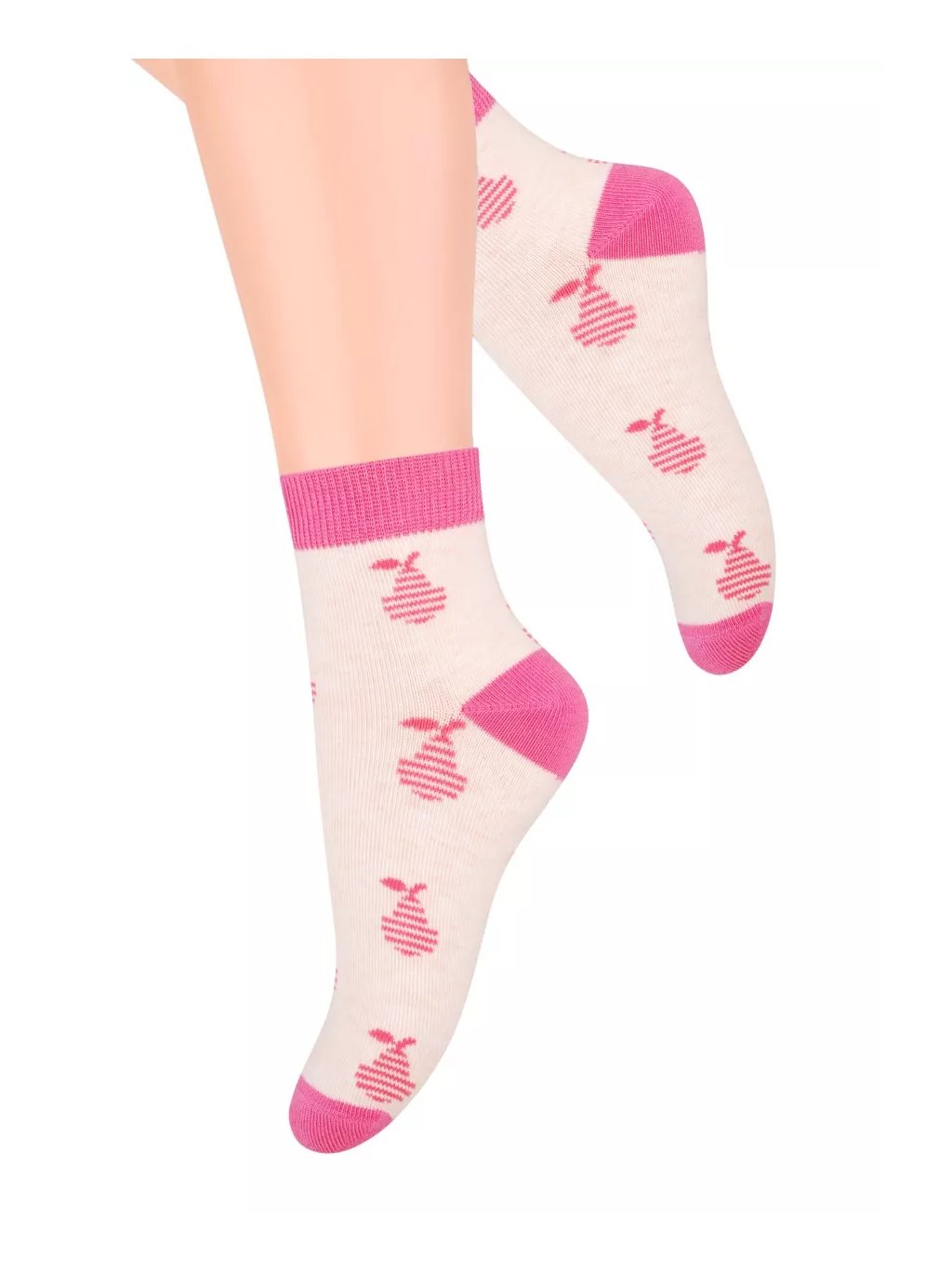 Dívčí kotníkové ponožky se vzorem hrušek 004/123 STEVEN (Barva/Velikost <img KodProduktu="18004d123H">růžová (pink) / 29/31)