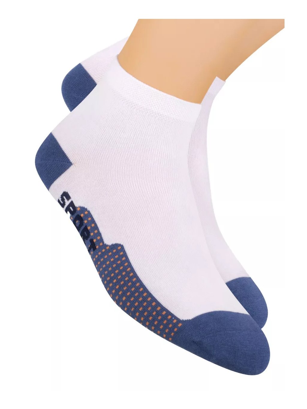 Chlapecké kotníkové ponožky sportovní s nápisem Sport 054/61 STEVEN (Barva/Velikost <img KodProduktu="18054105H">bílá-modrá / 38/40)