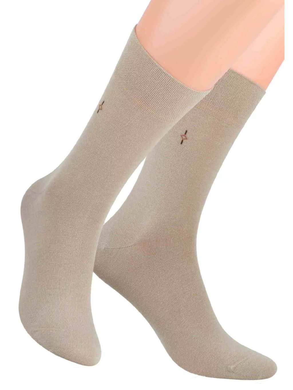 Pánské oblekové ponožky se vzorem kosočtverce 056/3 STEVEN Barva/Velikost: béžová tmavá / 45/47