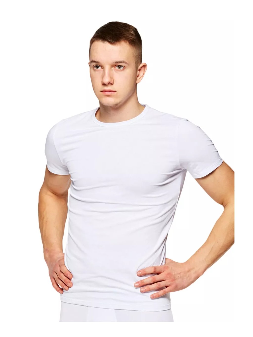 Pánské jednobarevné tričko s krátkým rukávem 02 Fabio (Barva/Velikost <img KodProduktu="2101182002H">bílá / S/M)