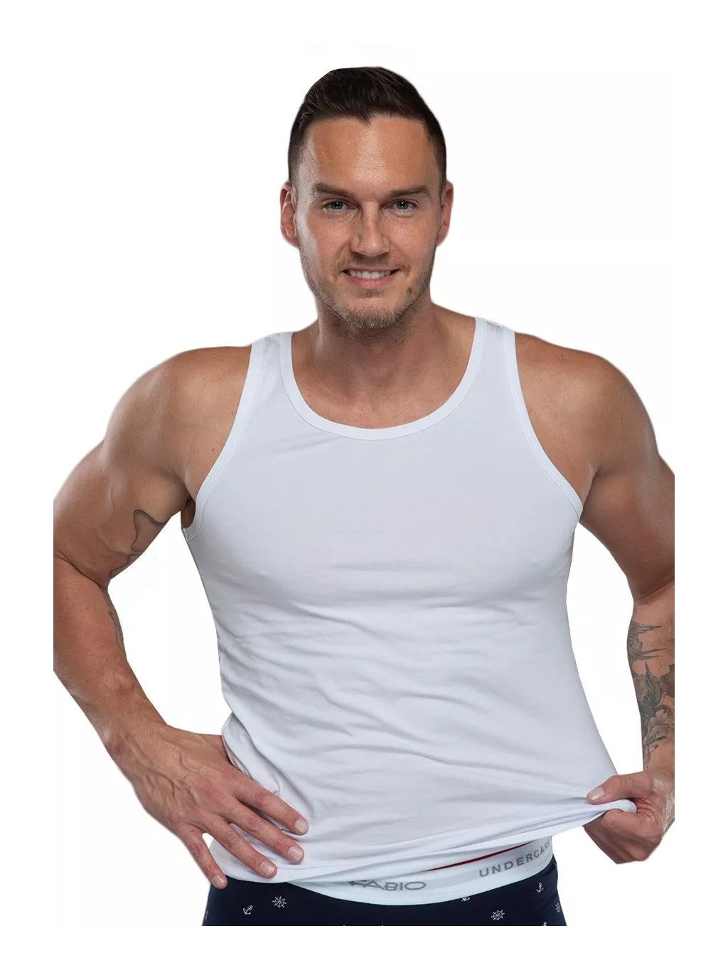Pánské jednobarevné tílko bavlna vzor 02 Fabio (Barva/Velikost <img KodProduktu="2101184002H">bílá / S/M)