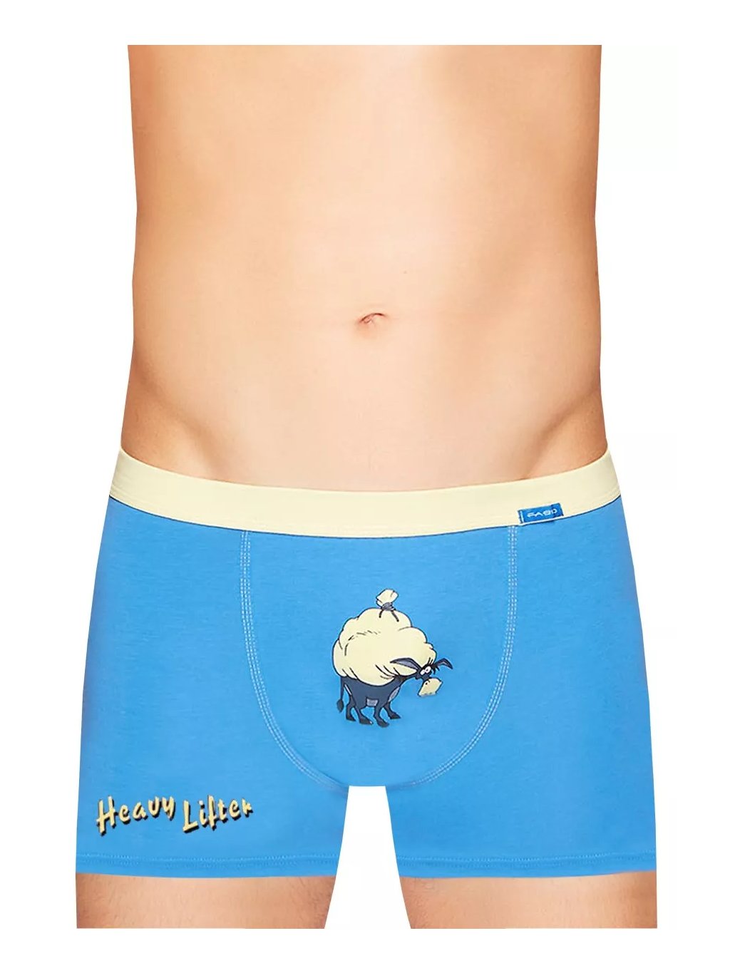 Pánské jednobarevné boxerky s obrázkem oslíka Fabio (Barva/Velikost <img KodProduktu="2117119196H">modrá světlá / XL/XXL)