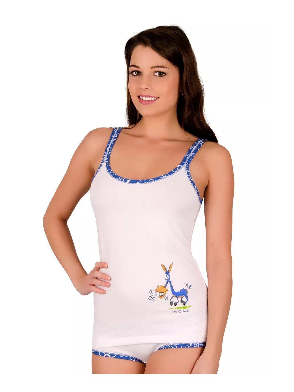 Dámská košilka 52/1-30/D138 s obrázkem oslíka Fabio (Barva/Velikost <img KodProduktu="2152130138H">bílá / M/L)